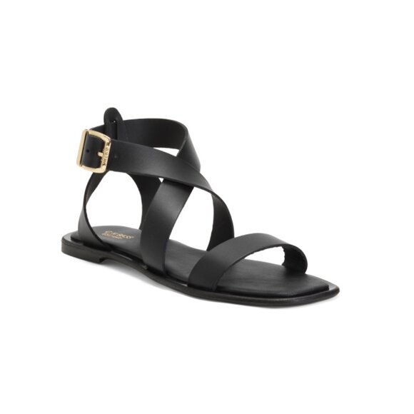 GH BASS Black Made In Italy Leather Marina Ankle Strap Sandals - Picture 1 of 2